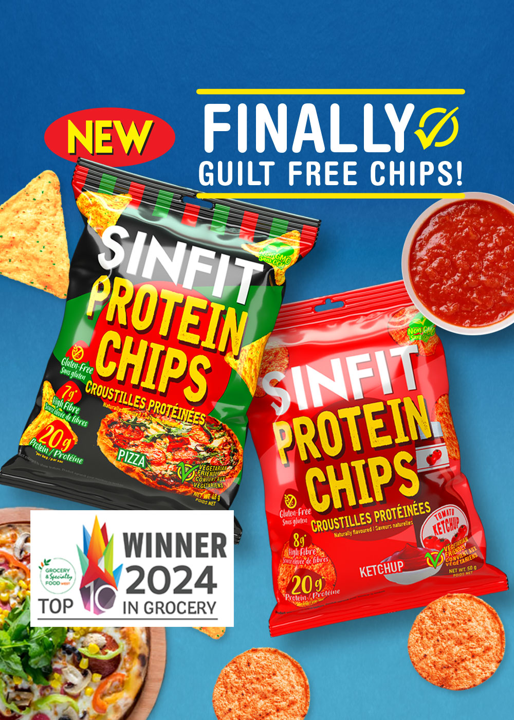 SINFIT Protein Chips - KETCHUP / PIZZA